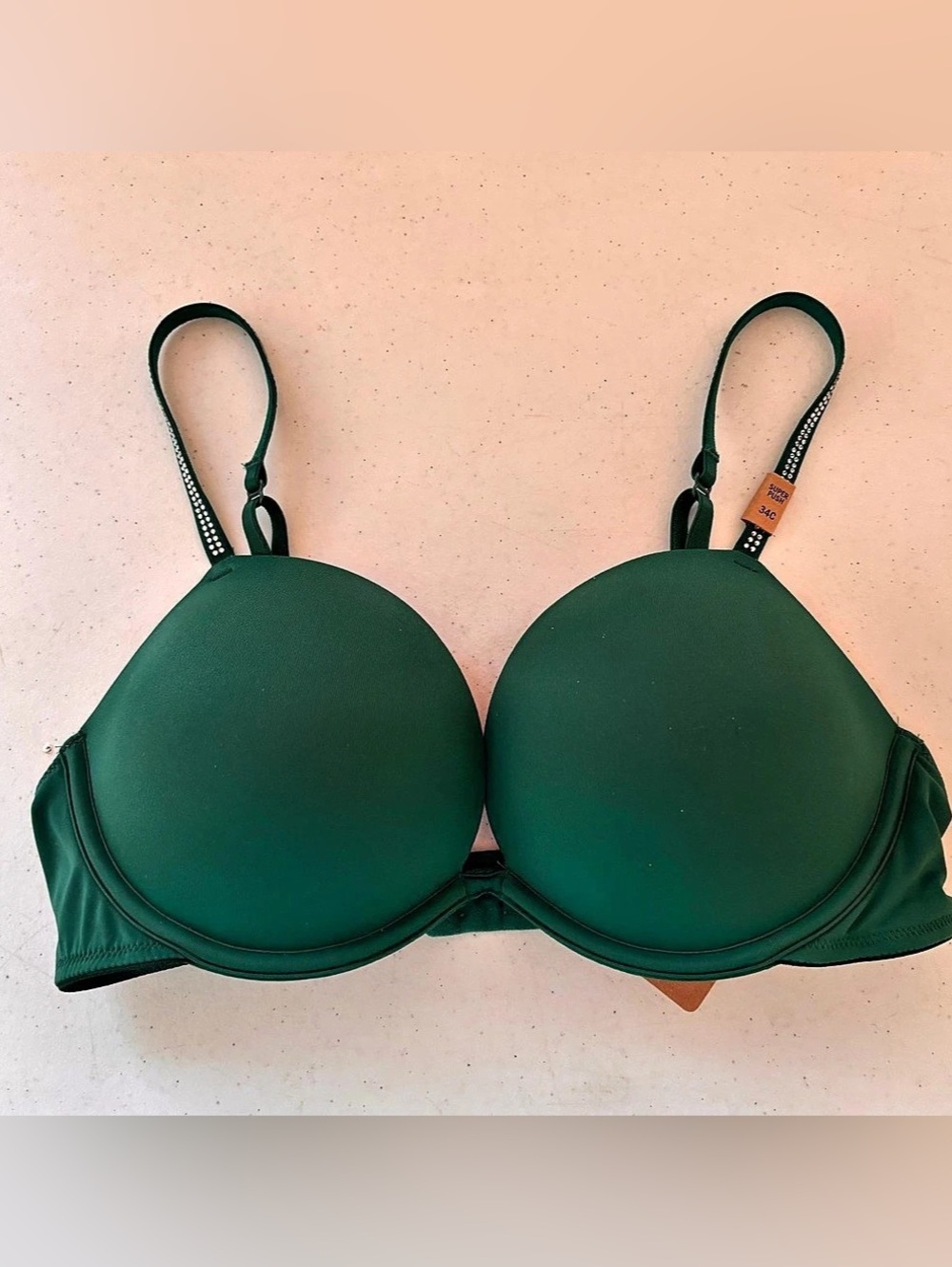 Victoria's Secret PINK Wear Everywhere Super Push-Up Bra Green & Pink 34C